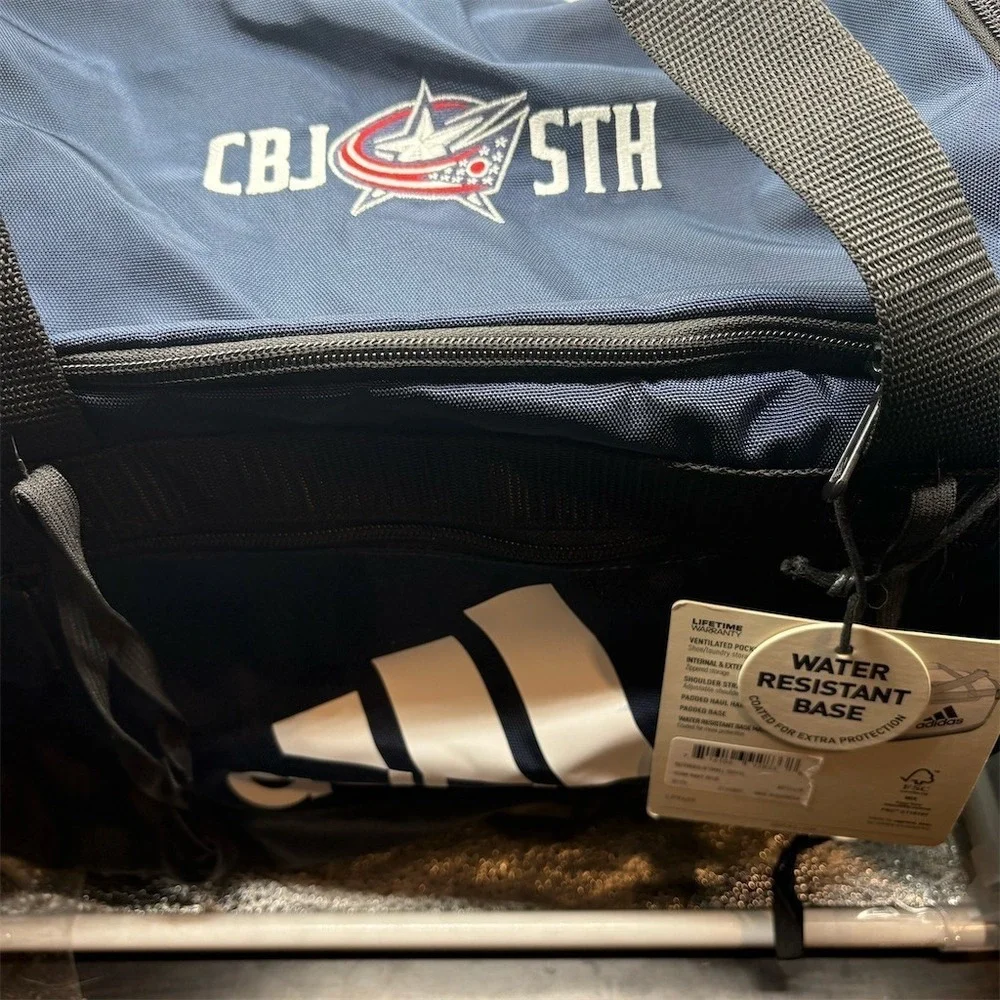 adidas Columbus Blue Jackets CBJ5th Duffel Bag Navy Black Water Resistant